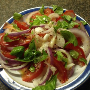 Tomato and red onion salad     
